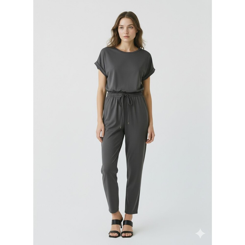 Maurices Gray Traveler Jumpsuit XS Tapered Jogger Athleisure Pockets